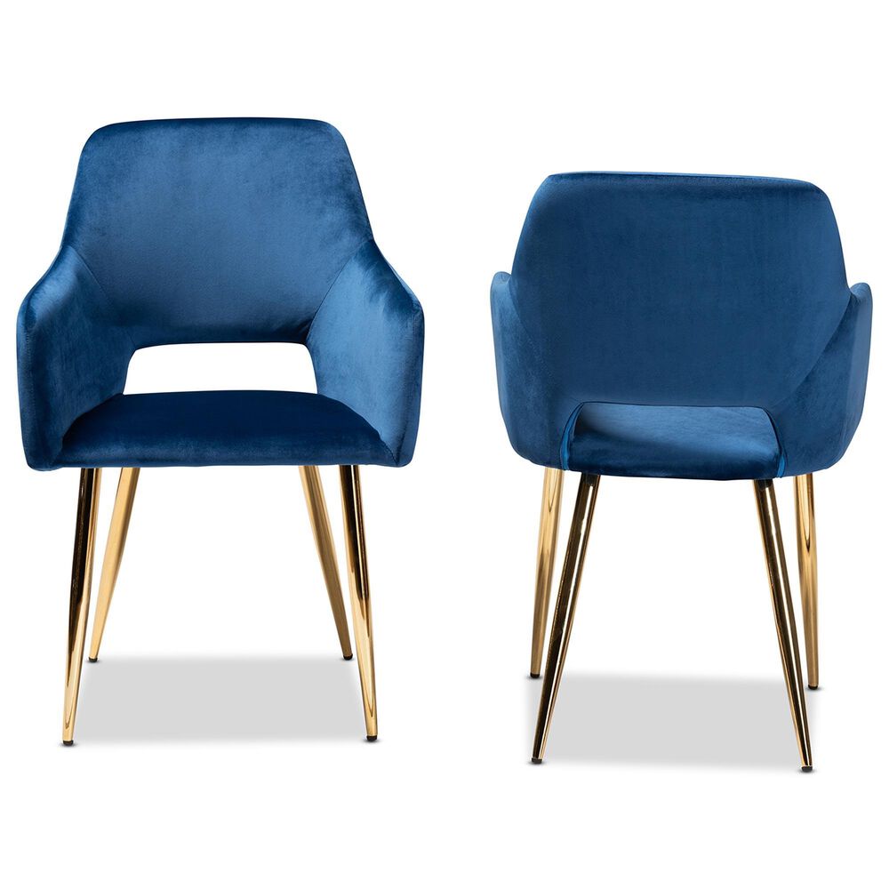 Baxton Studio Germaine Arm Chair in Gold (Set of 2), , large