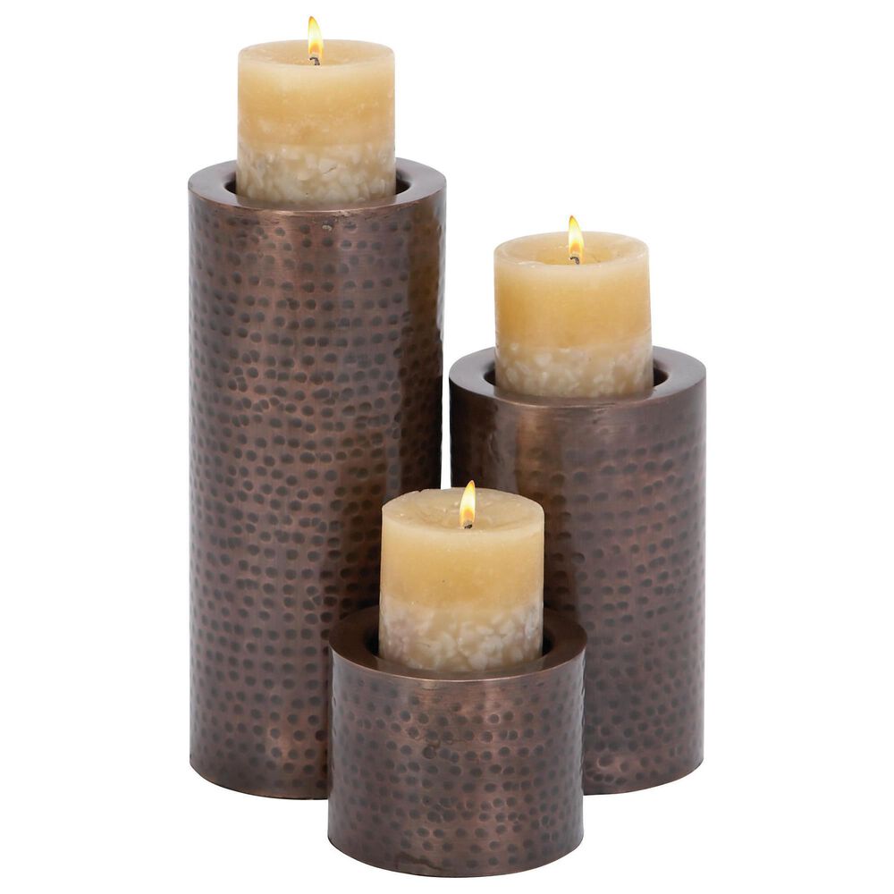Maple and Jade Handmade Pillar Candle Holder in Polished Brown &#40;Set of 3&#41;, , large