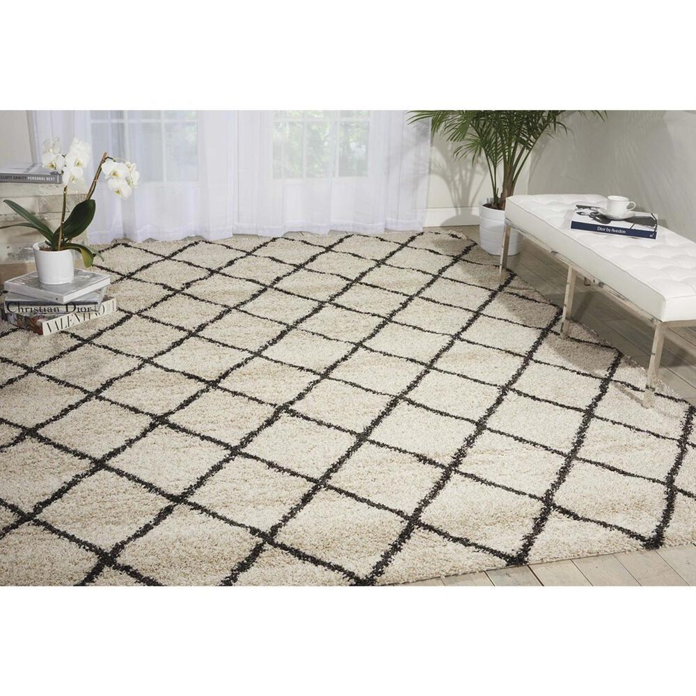 Nourison Brisbane BRI08 8&#39;2&quot; x 10&#39; Ivory and Charcoal Area Rug, , large