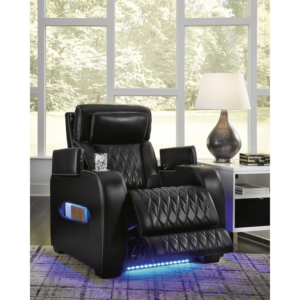 Ashley Boyington Leather Power Recliner in Black, , large