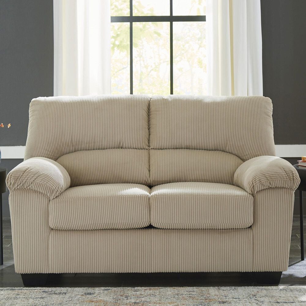 Ashley SimpleJoy Stationary Loveseat in Sand, , large