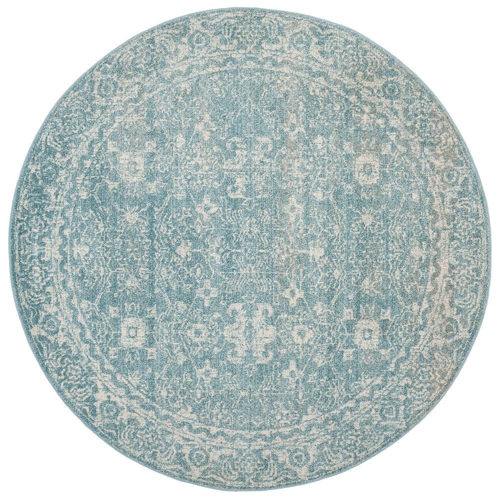 Safavieh Evoke EVK270D 3" Round Light Blue and Ivory Area Rug, , large