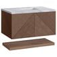 James Martin Vanities Marcello 36" Single Bathroom Vanity in Chestnut with 3 cm Carrara White Marble Top and Rectangular Sink, , large