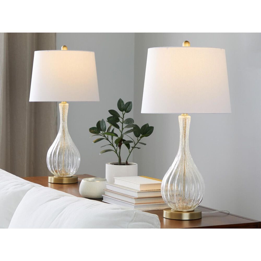 LumiSource Jenny Glass Table Lamp in Clear Crackle and Gold (Set of 2), , large