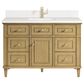 James Martin Vanities Lorelai 48" Single Vanity in Light Natural Oak with Single Hole and 3 cm White Zeus Quartz Top & Backsplash, , large