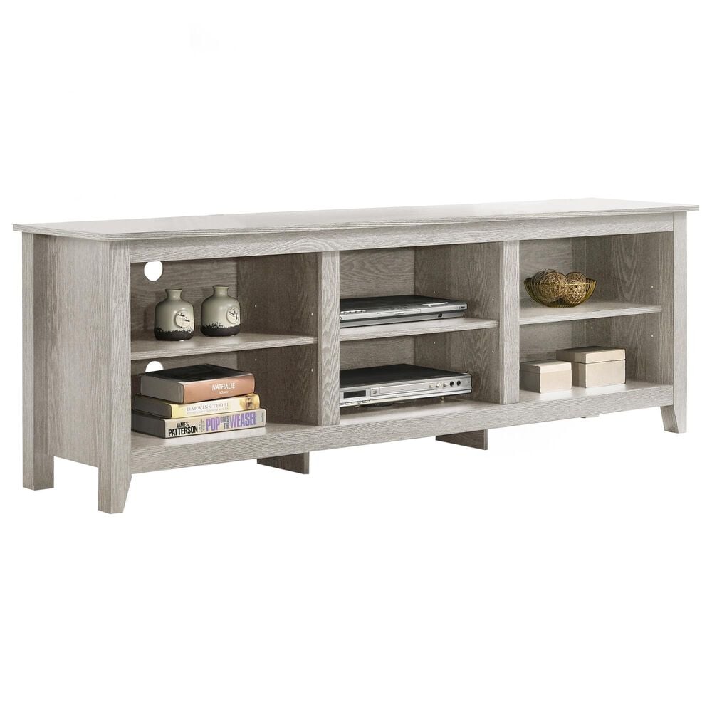 HOMLUX 70" TV Stand with Open Shelves and Adjustable Storage in Light Gray, , large