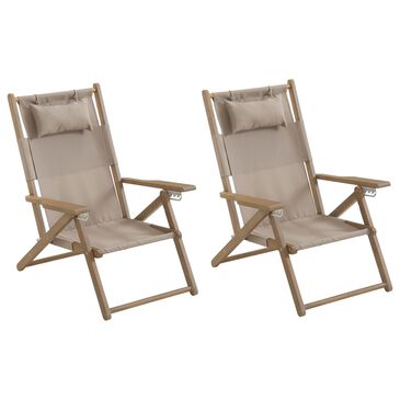Timberlake Patio Folding Beach Chair in Taupe (Set of 2), , large