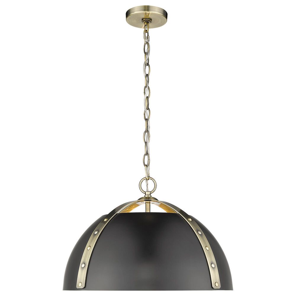 Golden Lighting Aldrich 3-Light Pendant with Matte Black Shade in Aged Brass, , large