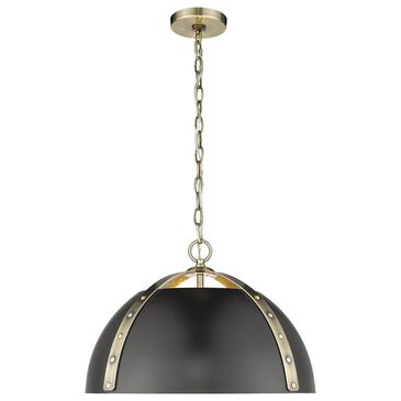 Golden Lighting Aldrich 3-Light Pendant with Matte Black Shade in Aged Brass, , large
