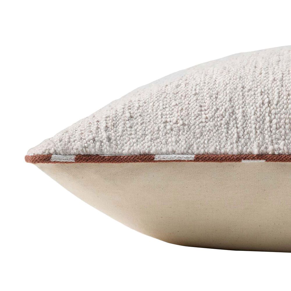 Loloi Elara 22&quot; Square Throw Pillow in White, Chestnut and Beige, , large