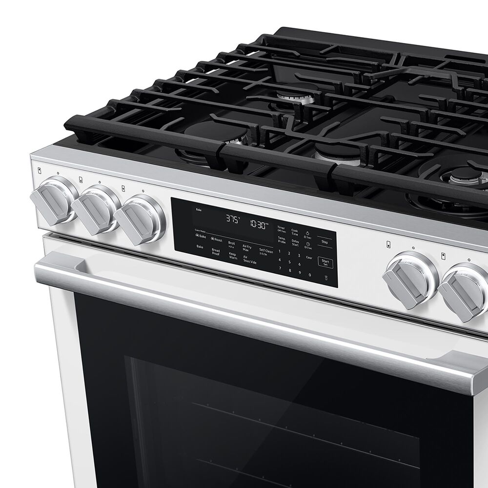 Samsung Bespoke 6.0 Cu. Ft. Smart Slide-In Gas Range with Illuminated Precision Knobs in White Glass, , large