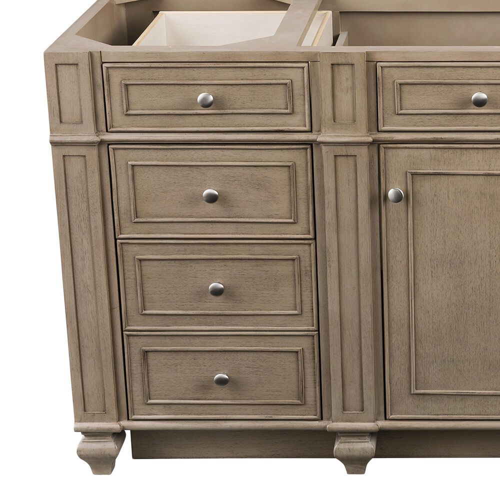 James Martin Vanities Bristol 60&quot; Single Bathroom Vanity in White Washed Walnut with 3 cm White Zeus Quartz Top and Rectangular Sink, , large