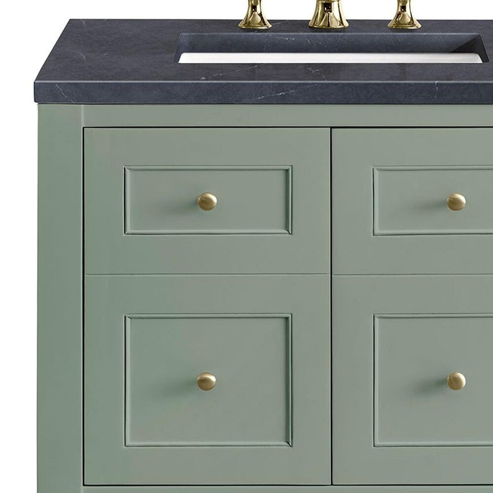 James Martin Vanities Breckenridge 30&quot; Single Bathroom Vanity in Smokey Celadon with 3 cm Charcoal Soapstone Quartz Top and Rectangular Sink, , large