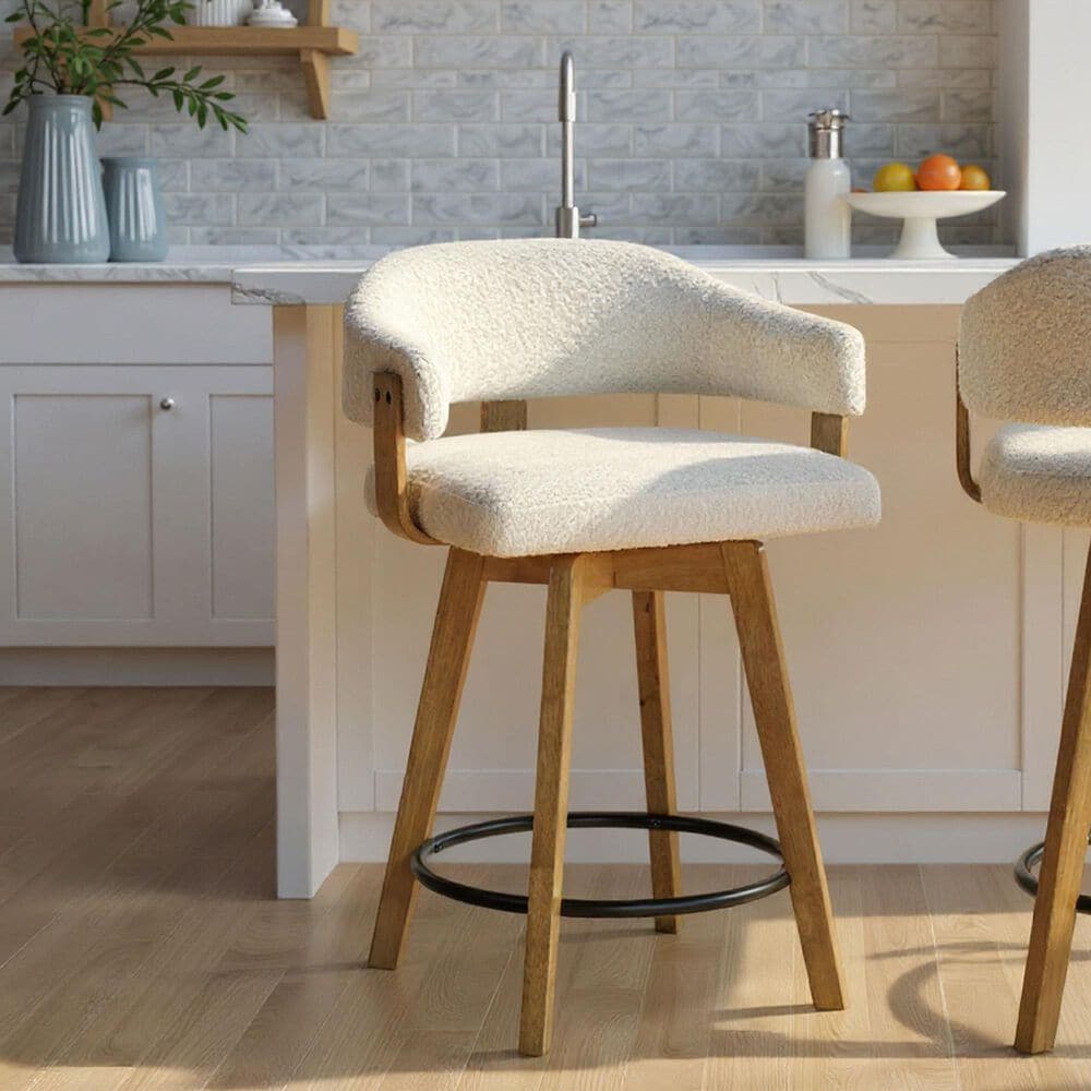 Armen Living Callah Swivel Counter Height Stool in Amber Glow, , large