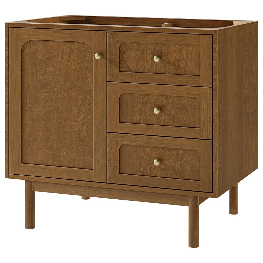 James Martin Laurent 36" Single Bathroom Vanity in Honey Oak with 3 cm Eternal Jasmine Pearl Silestone Top and Rectangular Sink, , large