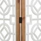 Maple and Jade 3-Panel Partition Room Divider Screen with Carved Designs in Matte White and Brown, , large