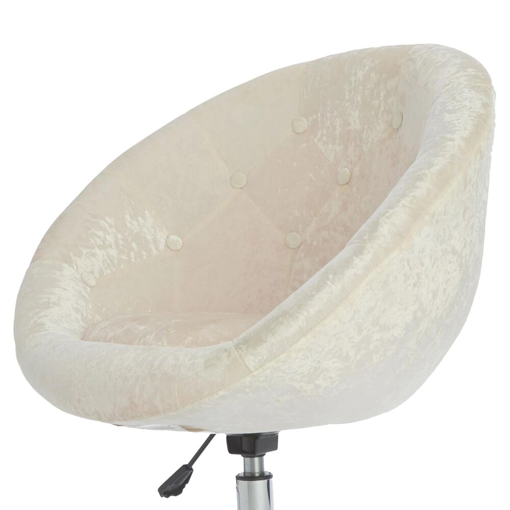 Impressions Vanity Antoinette Vanity Chair with White Crushed Velvet Cushion in Stainless Steel, , large