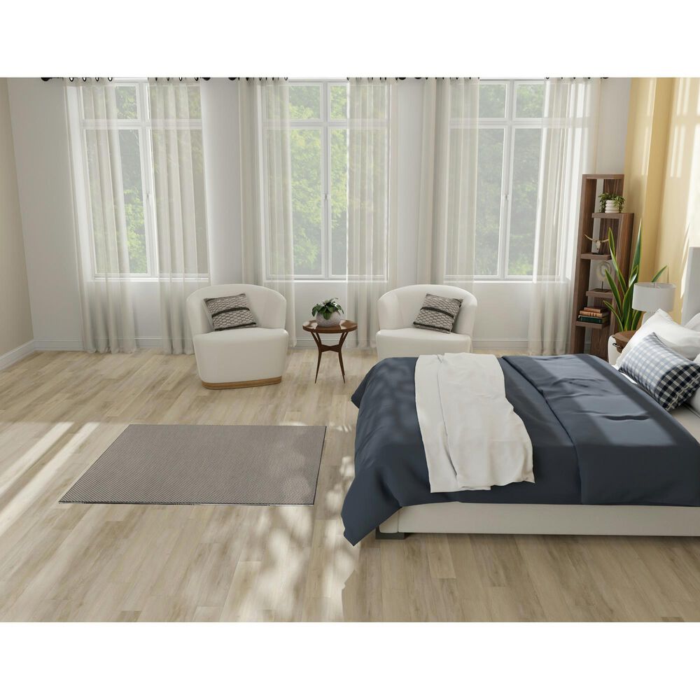 Nourison Courtyard Ivory and Charcoal 4&#39; Square Indoor/Outdoor Area Rug, , large