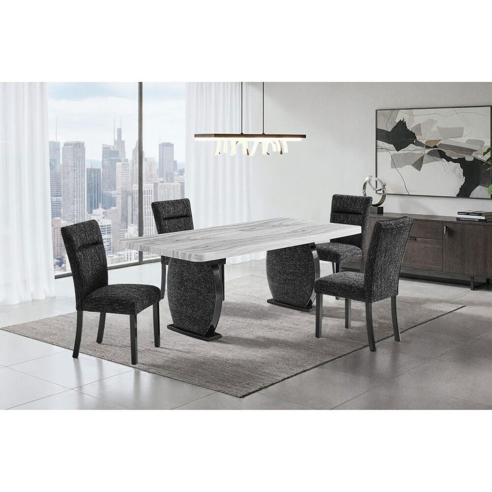 Modern Market 5-Piece Rectangular Dining Set in Black and Grey, , large
