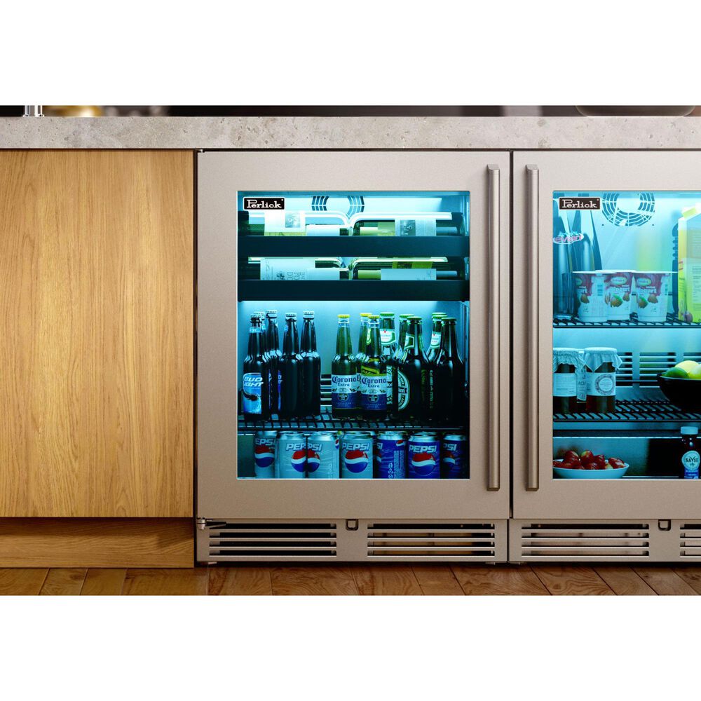 Perlick 3.1 Cu. Ft. Outdoor Signature Shallow Depth Beverage Center with Solid Door and Right Hinge in Stainless Steel, , large