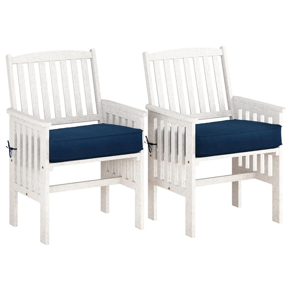 CorLiving Miramar Patio Armchair in White/Navy Blue (Set of 2), , large