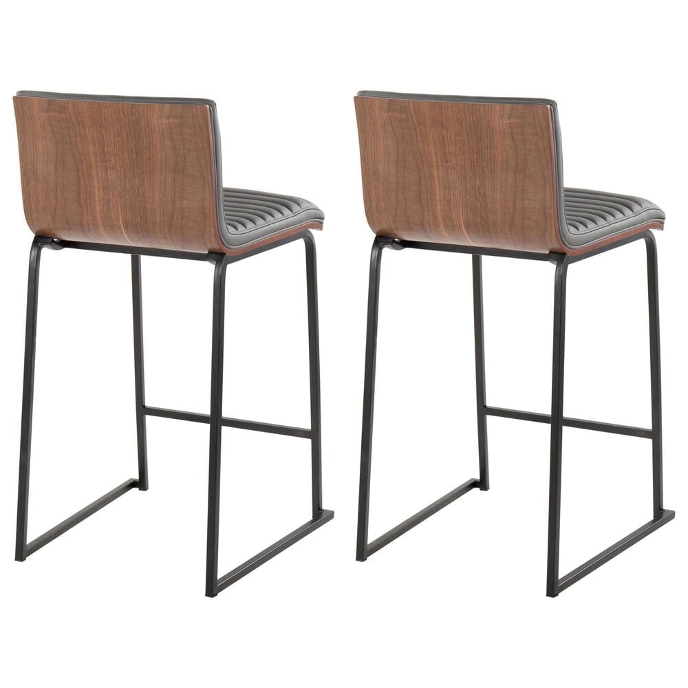 Lumisource Mason Mara Counter Stool with Grey Cushion in Black and Walnut &#40;Set of 2&#41;, , large