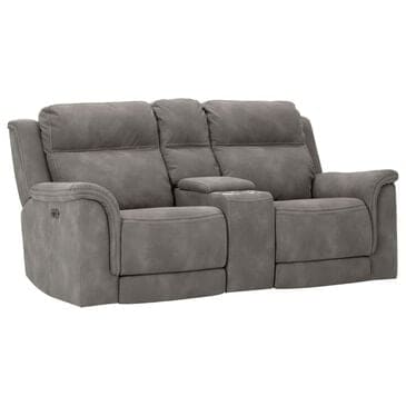 Signature Design by Ashley Next-Gen DuraPella Power Console Loveseat with Power Headrest in Slate, , large