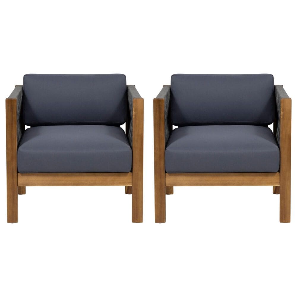 Hearth and Haven Laurel Outdoor Club Chair with Cushion in Dark Gray (Set of 2), , large