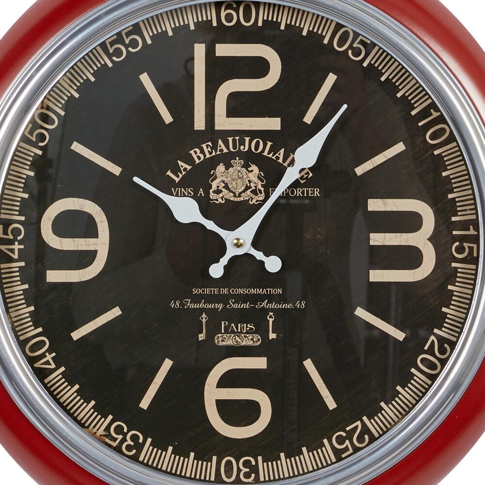 Maple and Jade 17&quot; Wall Clock in Brick Red, , large
