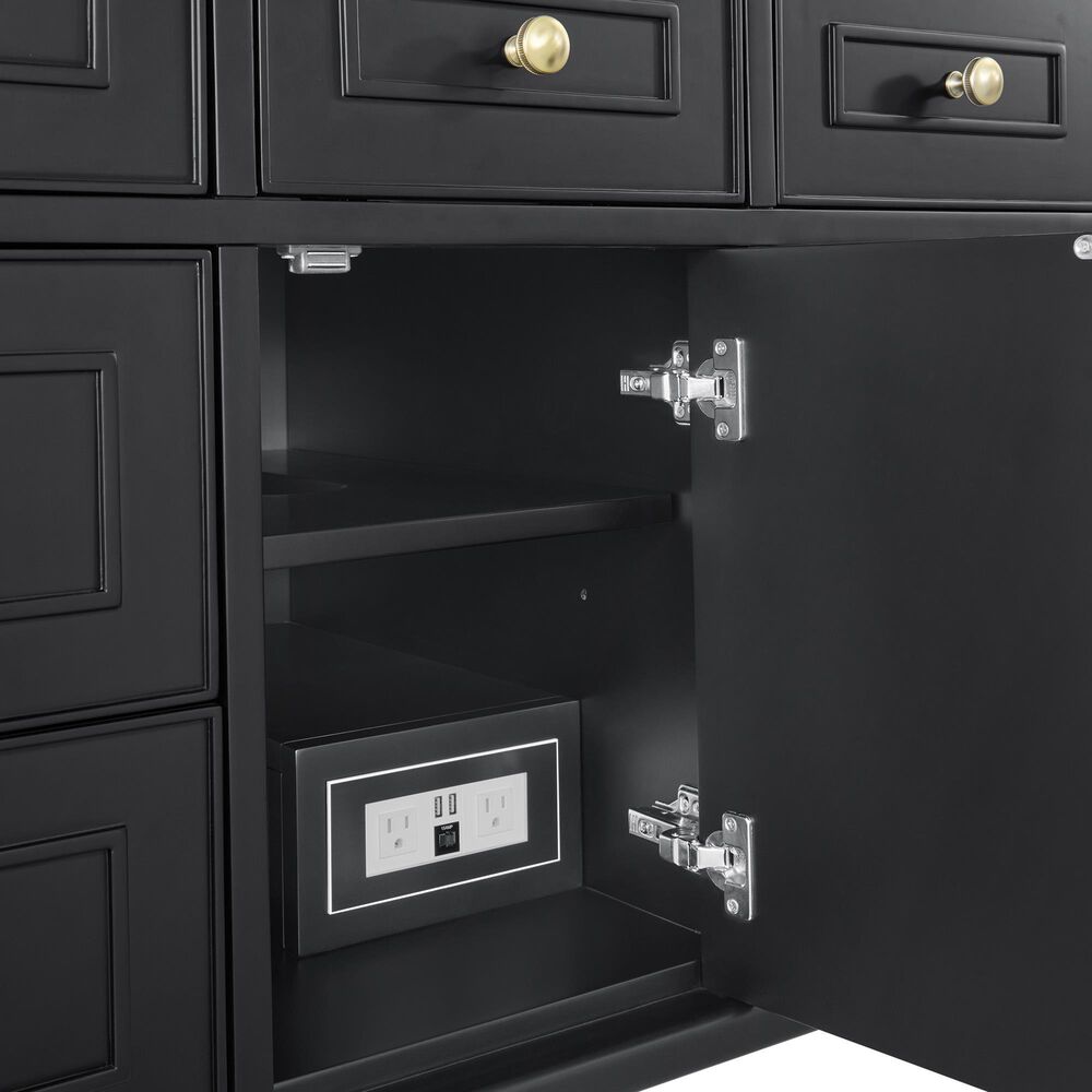 James Martin Vanities Lorelai 48&quot; Single Vanity in Black Onyx with 3 CM Victorian Silver Quartz Top, , large