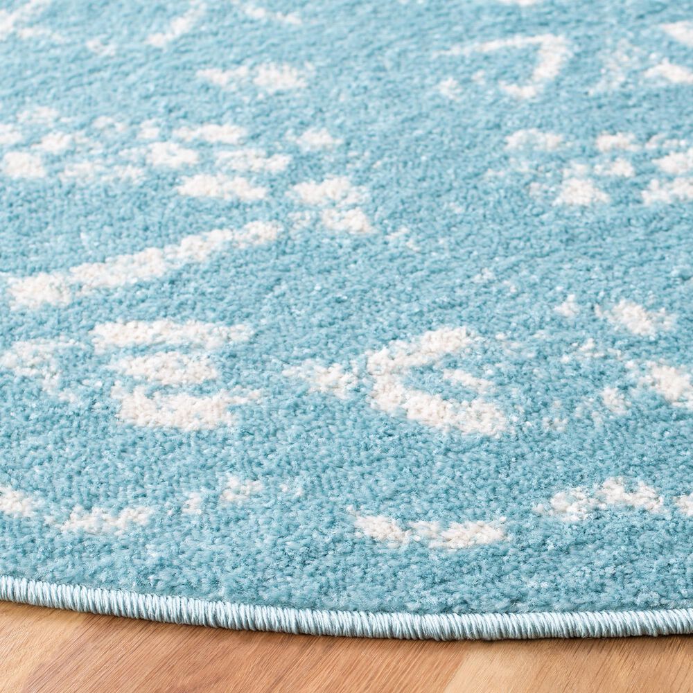 Safavieh Tulum Traditional 6&#39;7&quot; Round Turquoise and Ivory Area Rug, , large