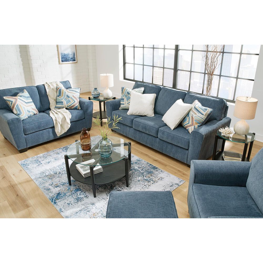 Ashley Cashton Stationary Sofa and Loveseat Set in Blue, , large
