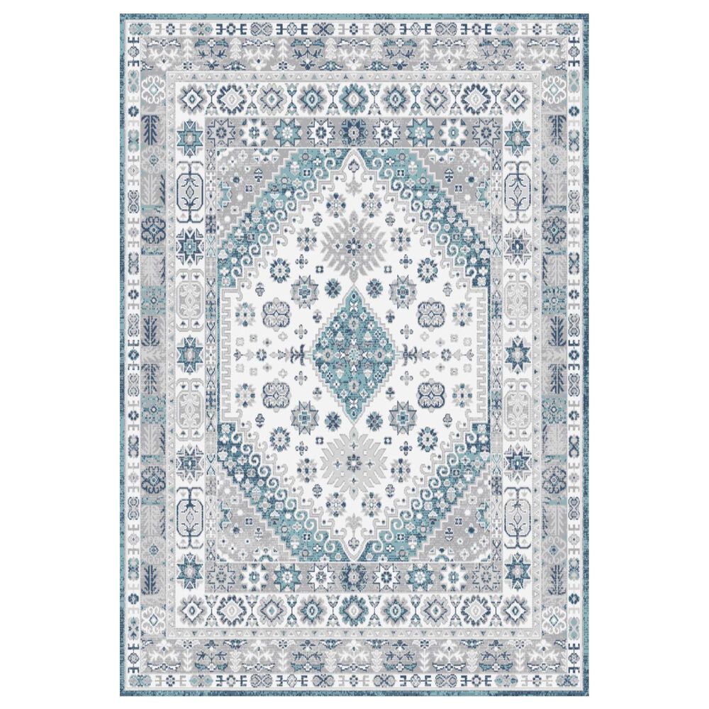 Central Oriental Sientan Veati 2521.259 7'10" x 9'10" Cream and Light Blue Area Rug, , large