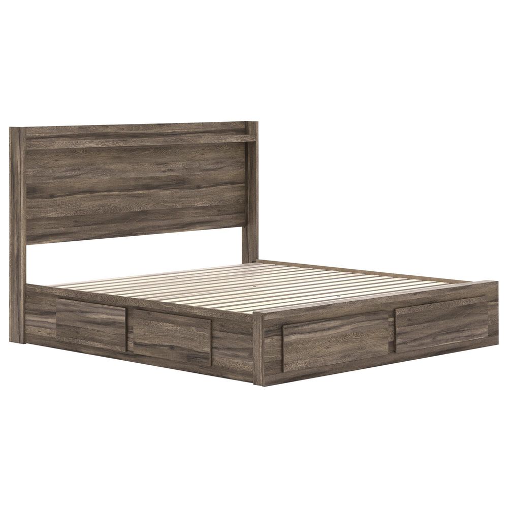 Ashley Elbrim King Storage Bed in Weathered Brown, , large