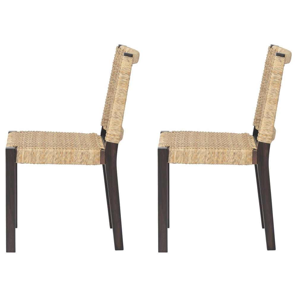 Hearth and Haven Indoor/Outdoor Side Chair with Rattan Backrest in Wanut (Set of 2), , large