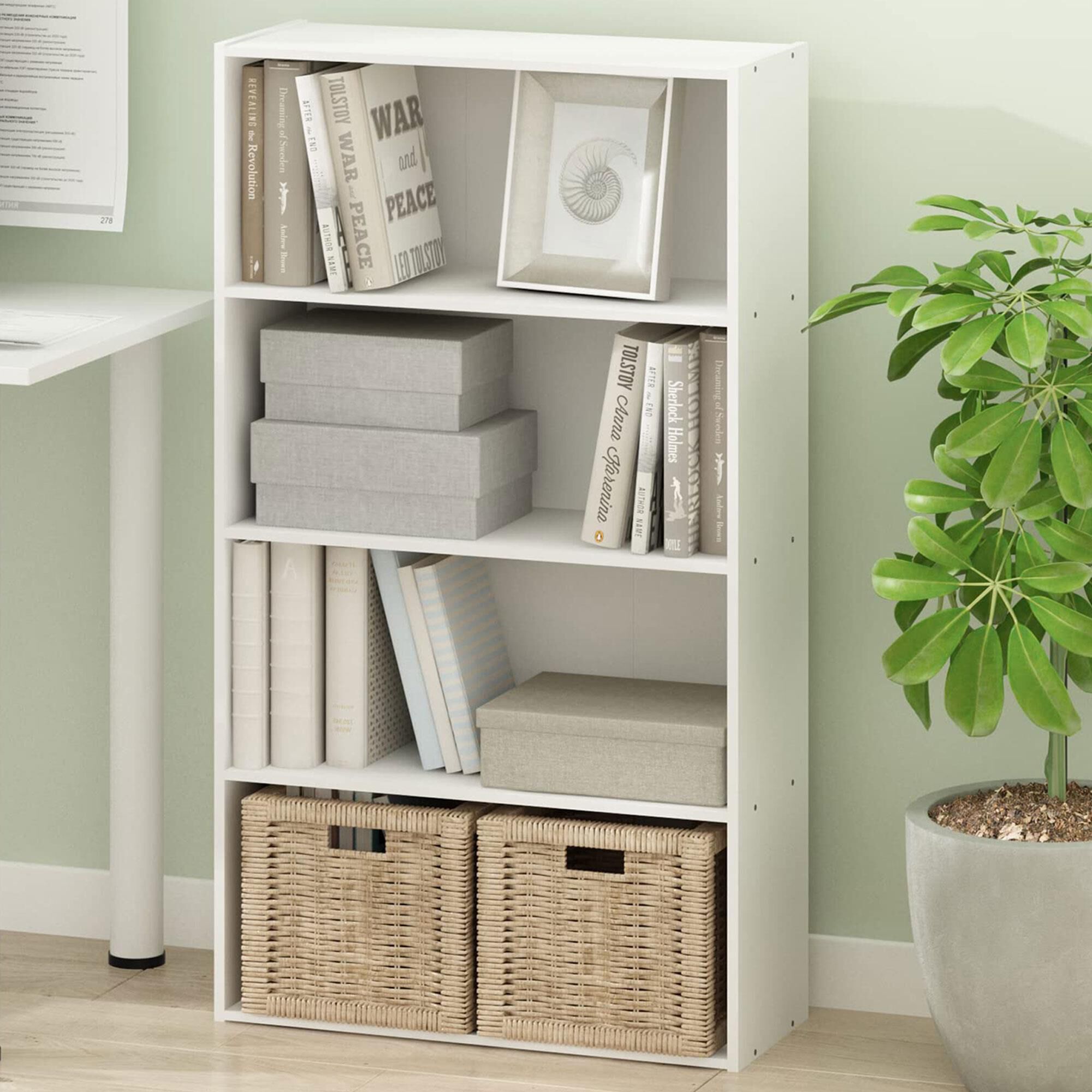 HOMLUX 4-Tier Open Shelf Bookcase in White