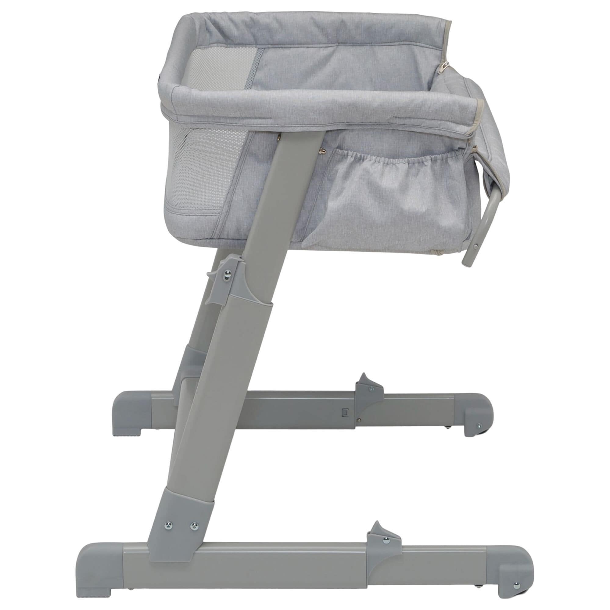 Delta Bedside Bassinet Sleeper in Grey Stripes NFM