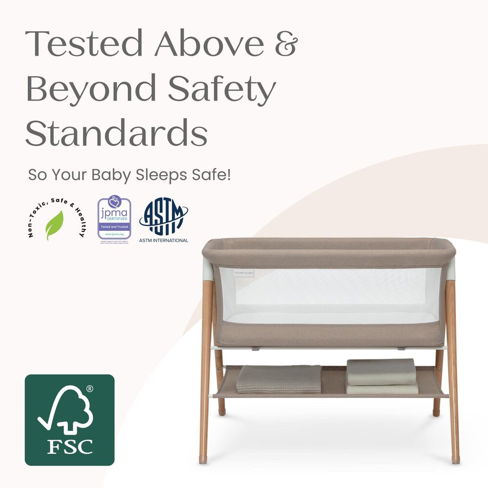 Delta Children Bondi Beechwood Bed Bassinet in Tan Melange, , large