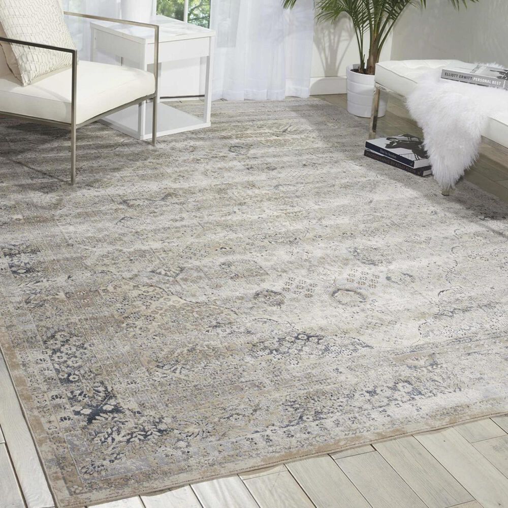 Nourison Malta MAI01 KI25 7'10" x 10'10" Ivory Blue Area Rug Nebraska