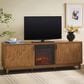 Walker Edison Arundo 70" TV Stand with Freestanding Electric Fireplace in English Oak, , large