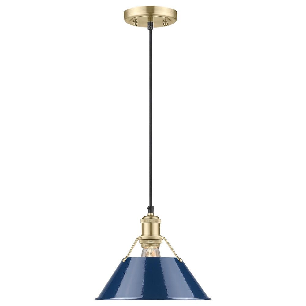 Golden Lighting Orwell 1-Light Medium Pendant with Matte Navy Shade in Brushed Champagne Bronze, , large