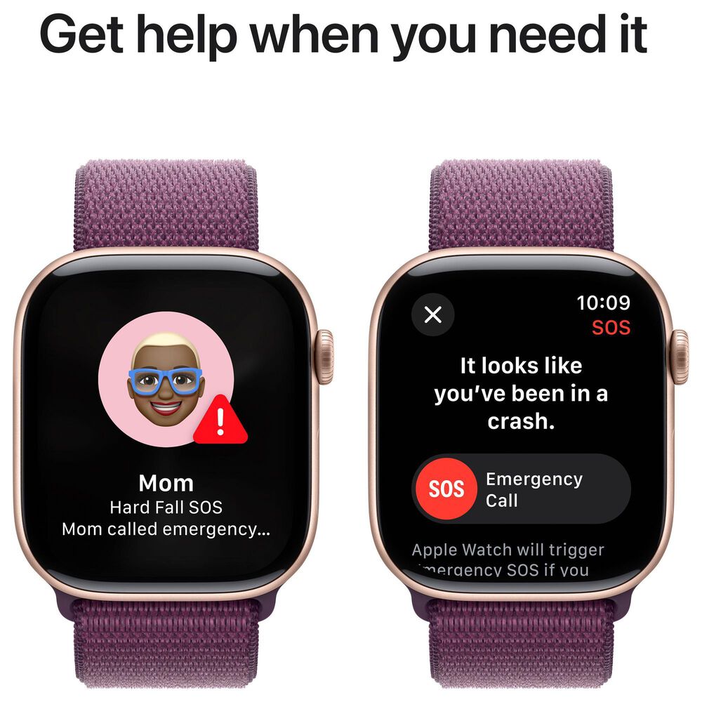 Apple Watch Series 10 GPS 46mm Rose Gold Aluminum Case with Plum Sport Loop, , large
