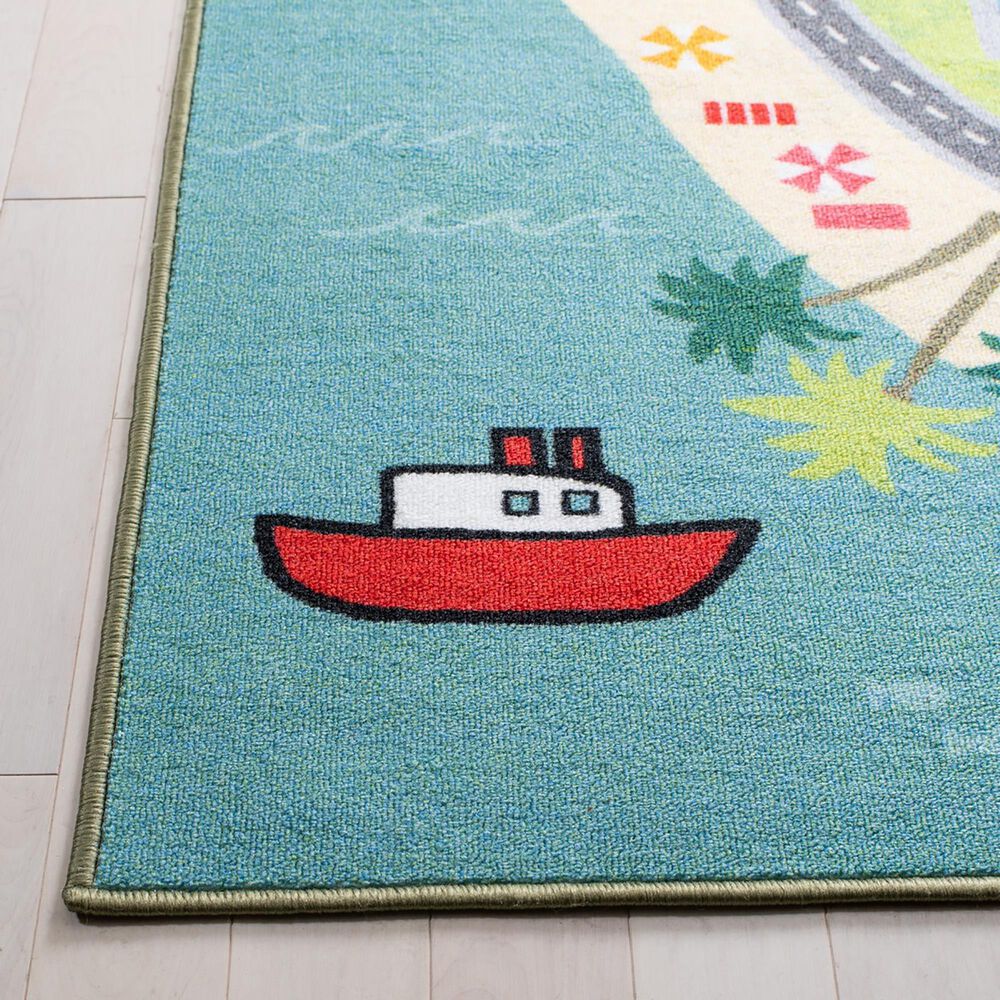 Safavieh Kids Playhouse KPH202M 3&#39;3&quot; x 5&#39;3&quot; Blue and Green Rug, , large