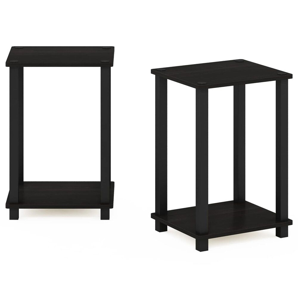 HOMLUX 2-Tier Small End Table in Espresso and Black (Set of 2), , large