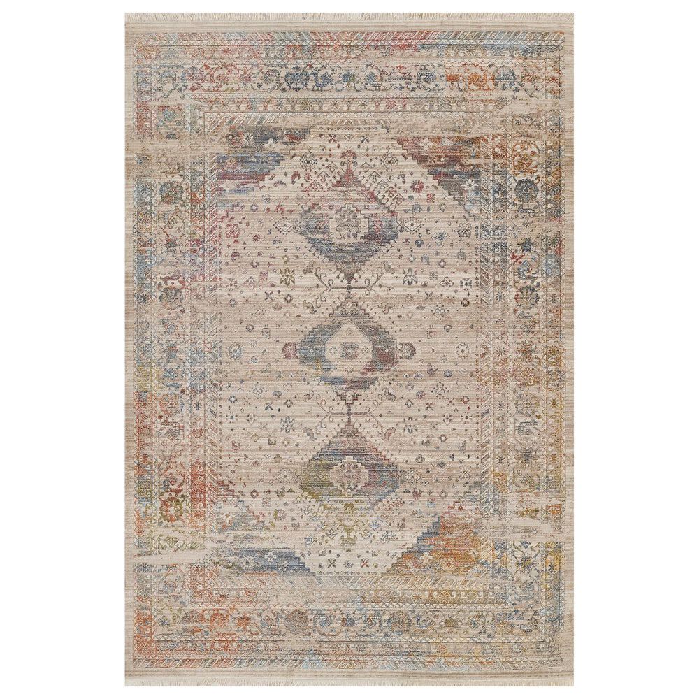 Momeni Izmir IZ-04 5" Round Tan, Blue and Rust Area Rug, , large
