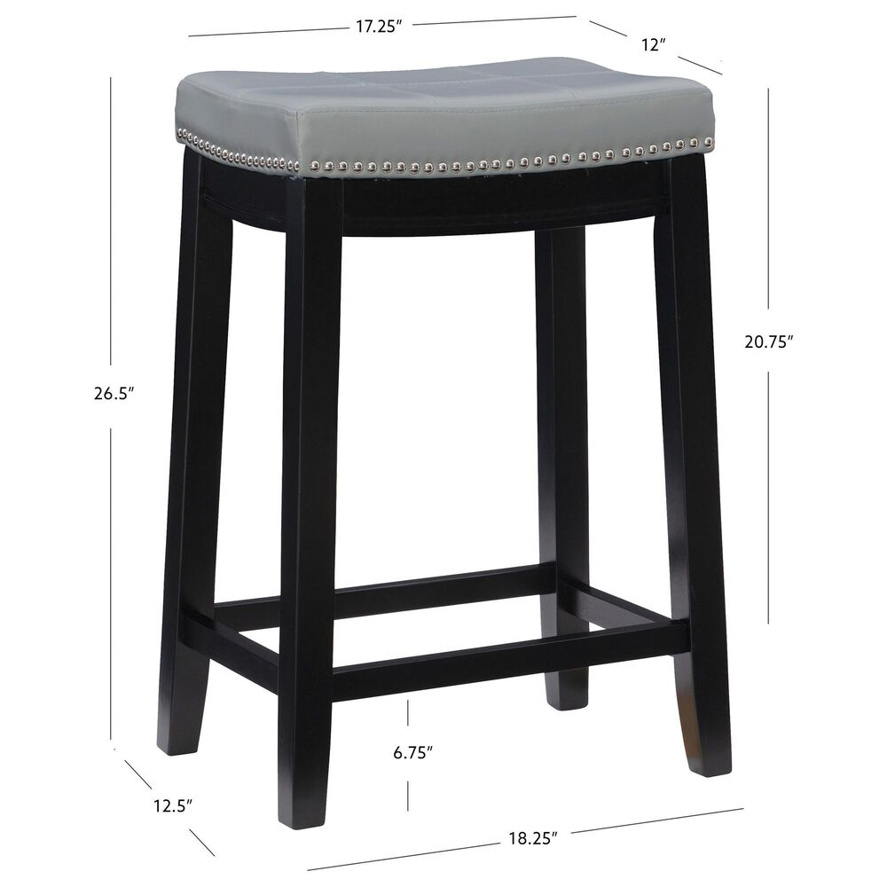 Linon Home Decor Claridge Counter Stool with Light Grey Cushion in Black, , large