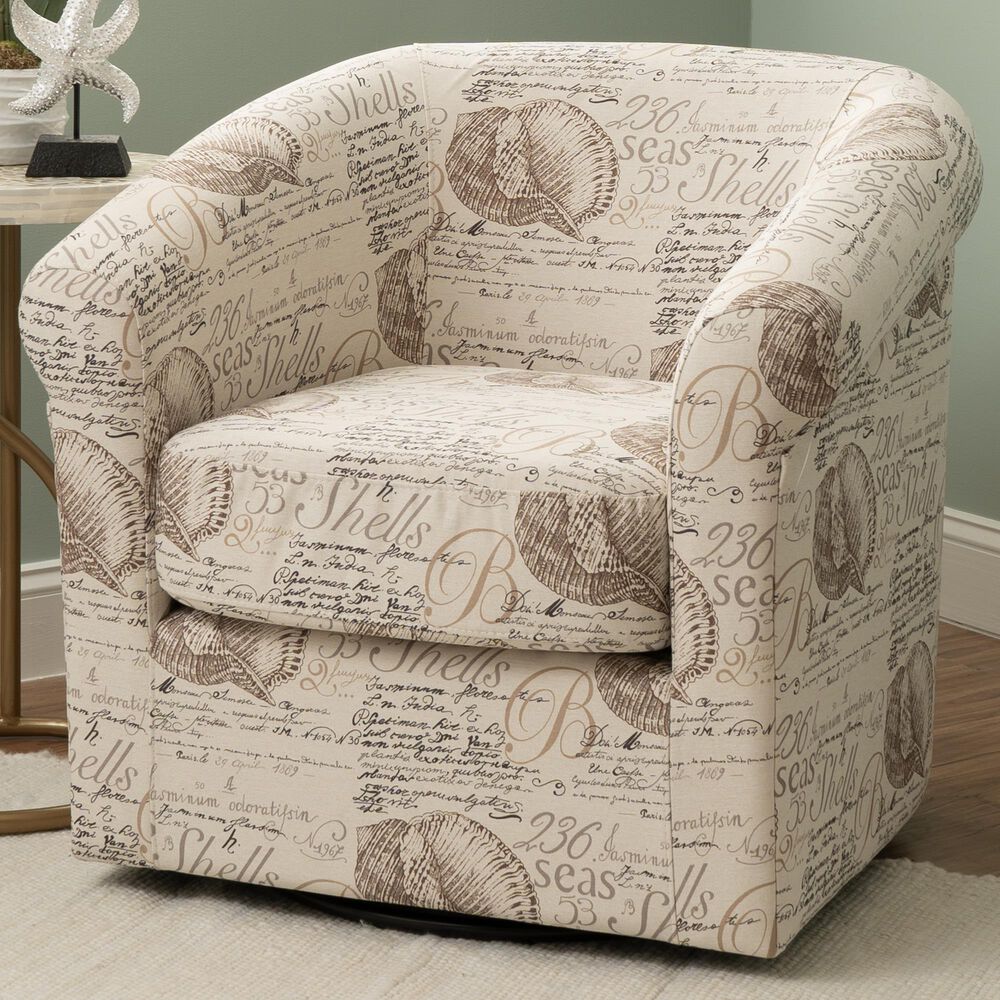 Linon Home Decor Bonnie Swivel Club Chair in Sea Swirl, , large
