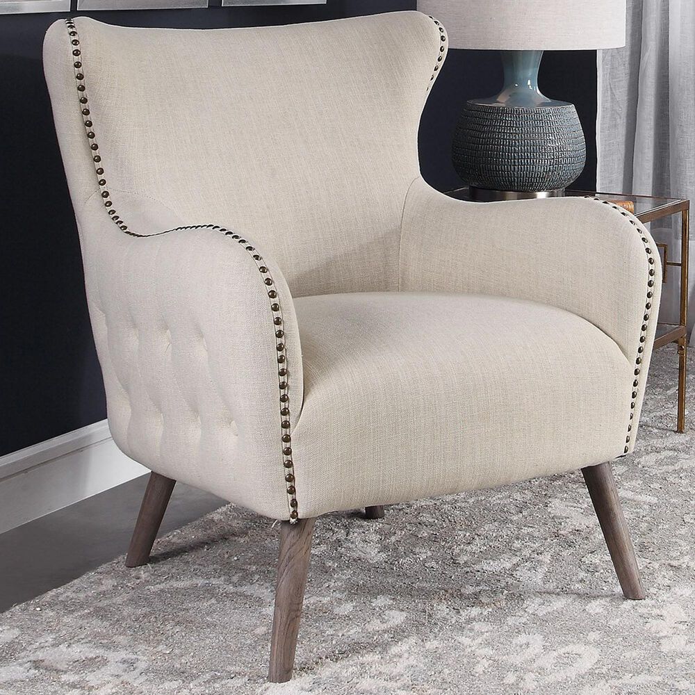 Uttermost Donya Accent Chair in Cream Linen, , large