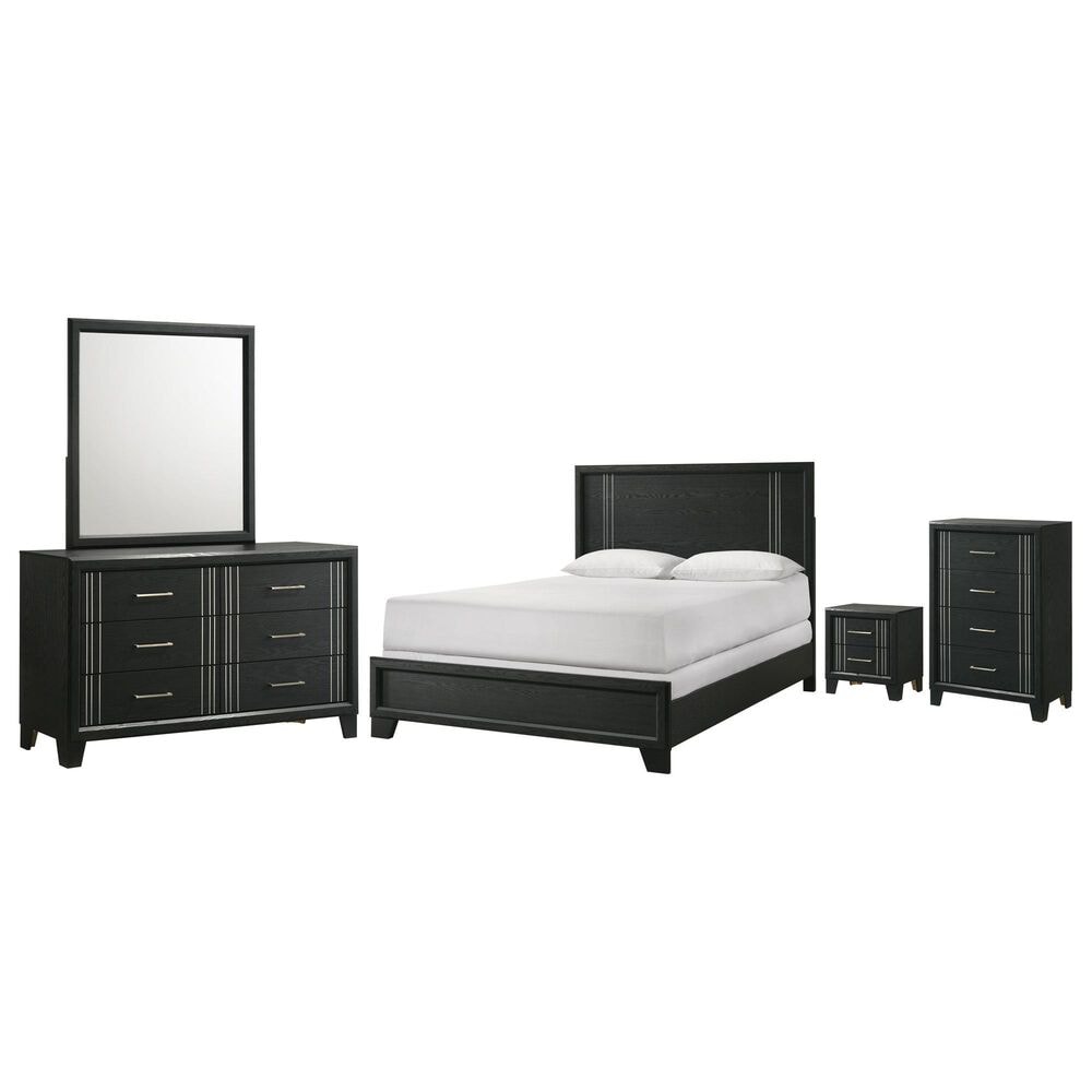 Crown Mark Charlie 5-Piece Queen Panel Bedroom Set in Charcoal, , large