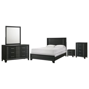Crown Mark Charlie 5-Piece Queen Panel Bedroom Set in Charcoal, , large